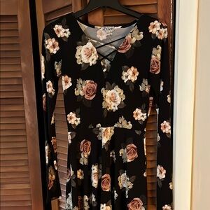 Floral Black Dress by